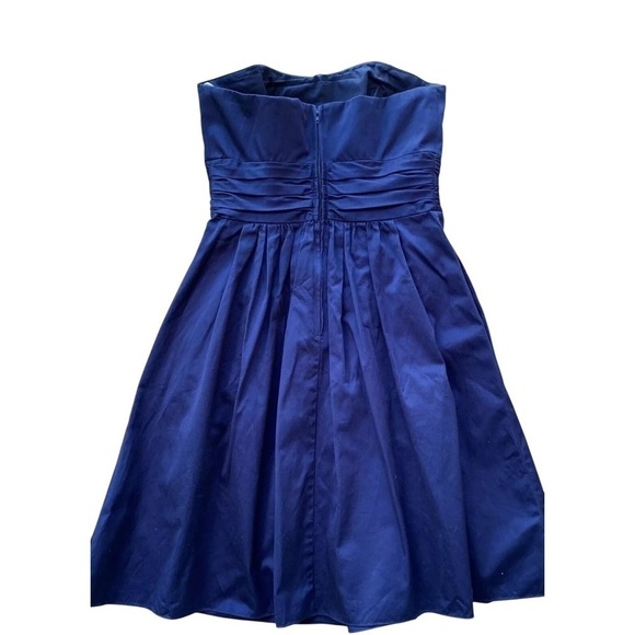 Davids Bridal Strapless Pleated Bridesmaids Cocktail Dress Navy Blue Size 4 - Picture 2 of 6